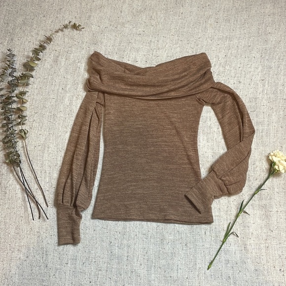 Tan Fashion Nova Winter Cabin Off-Shoulder Top - Picture 4 of 4